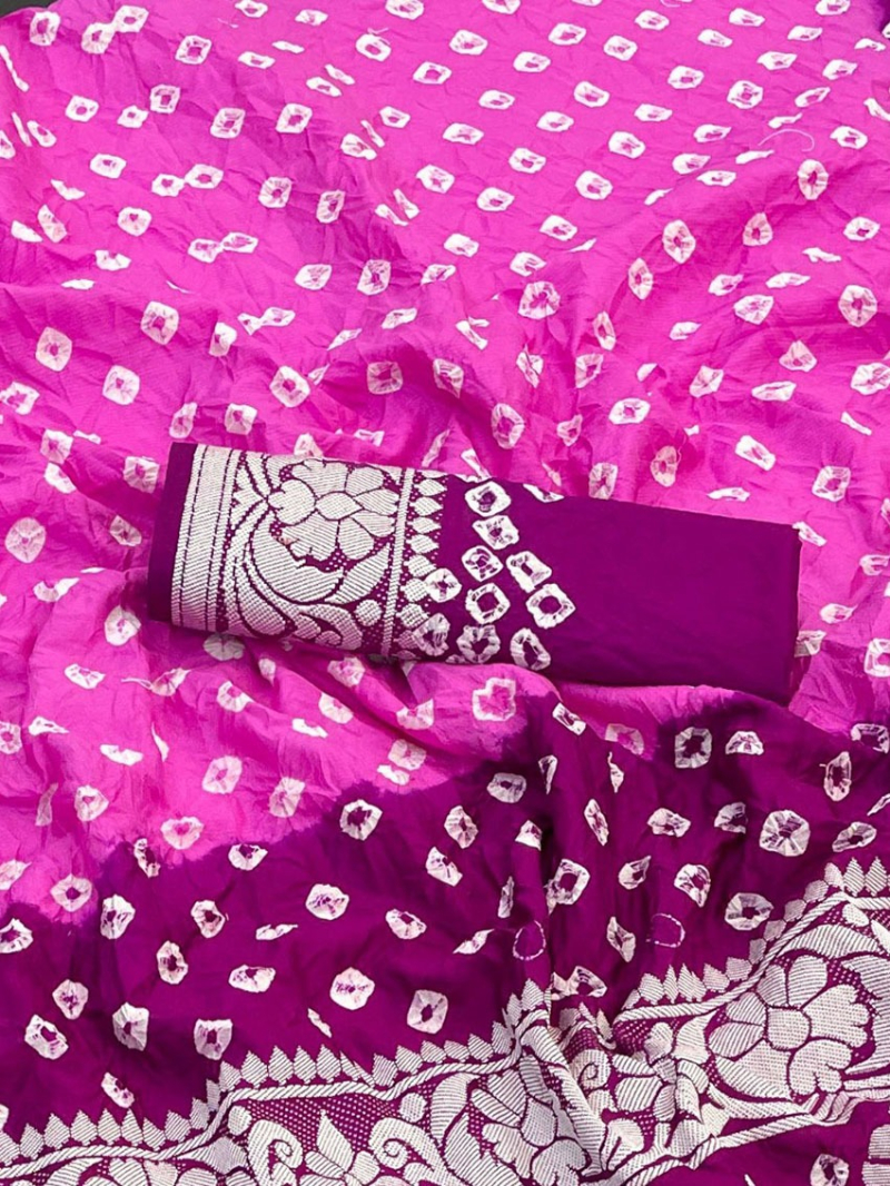 Authentic Festive Traditional  Dual-Tone Bandhej Saree