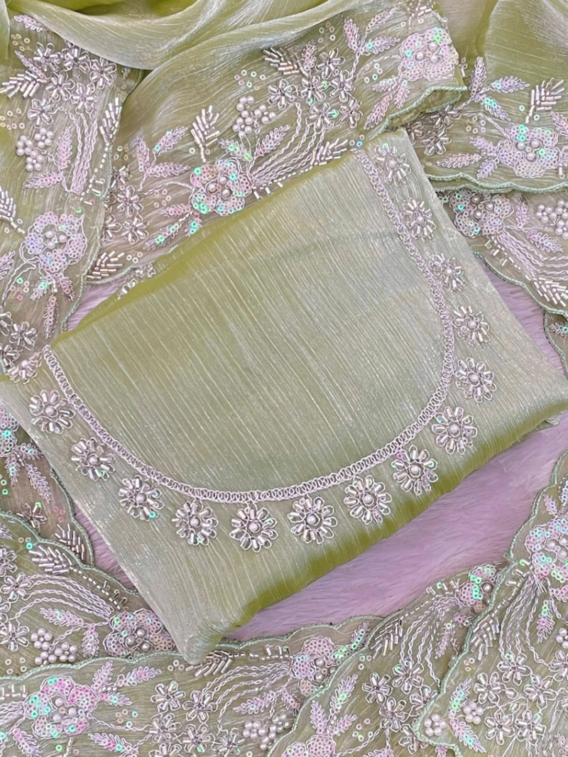 Ethnic Festive Pista Green  Shade Designer Saree