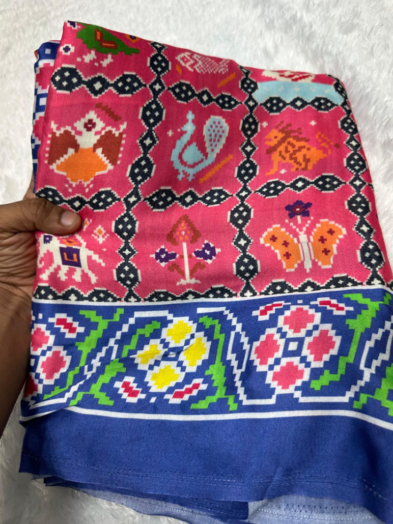 Traditional Festive  Hot Pink Base Multicolor Pattern Gajji Silk Saree