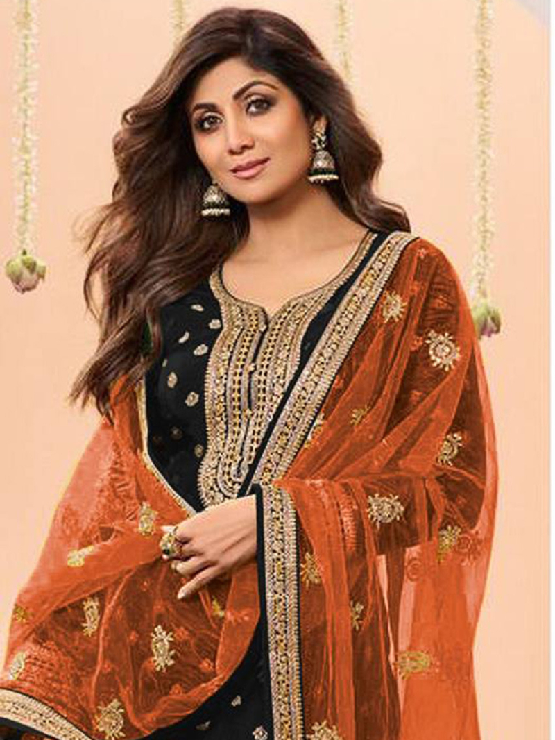 Ethnic Festive Traditional Fancy Black Patiala Suit