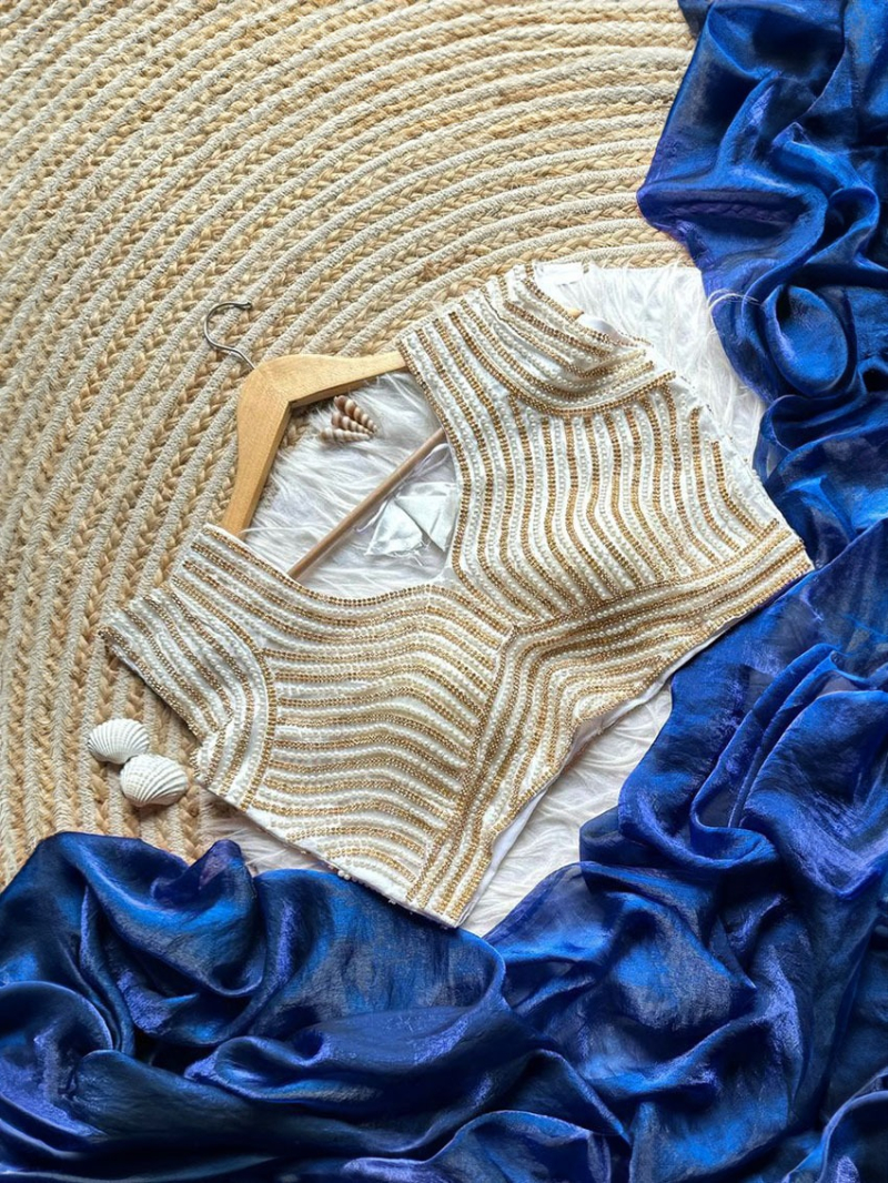 Ethnic Festive Traditional Royal Blue Heavy Space Silk Saree 