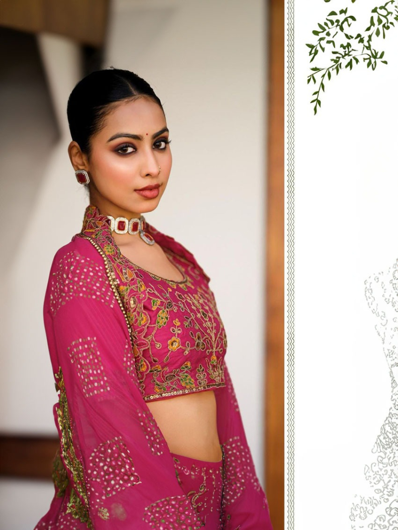 Elegant Pink Soft Viscose Georgette Saree