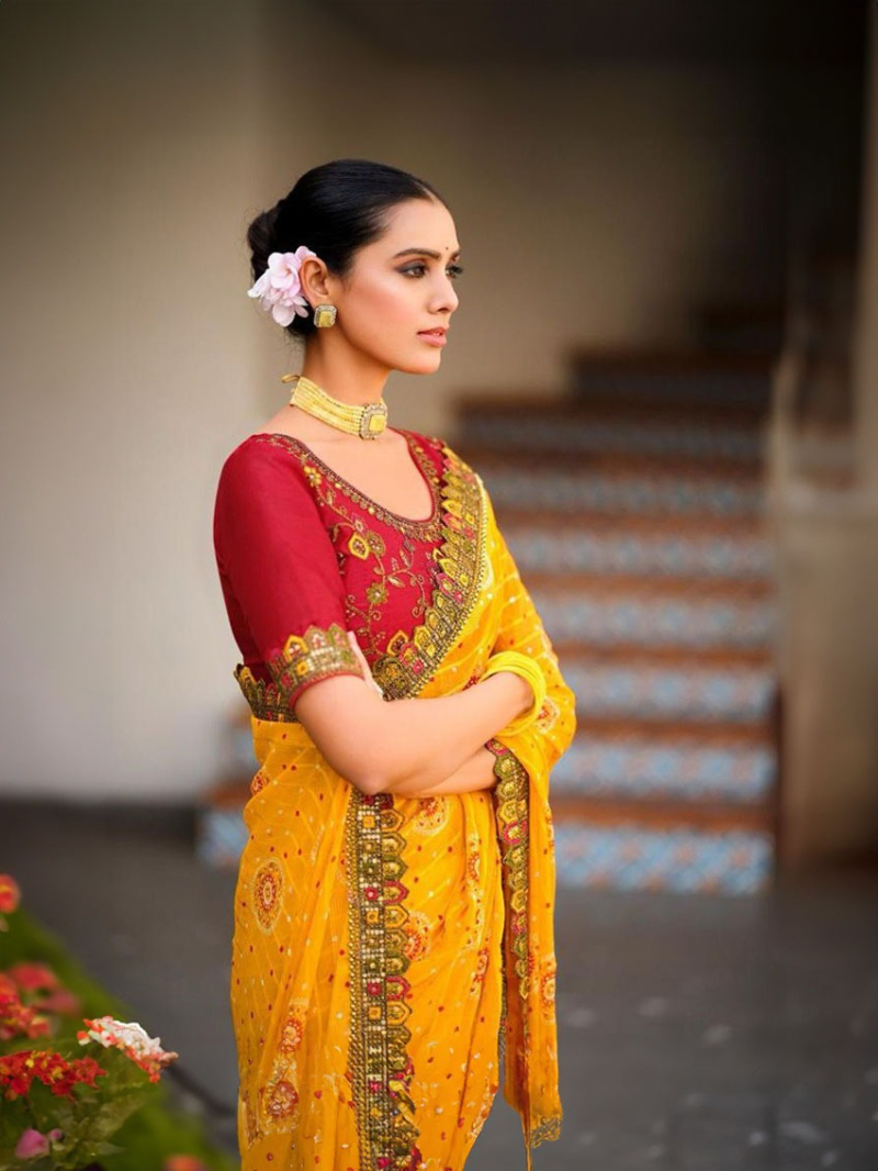 Beautiful Yellow Soft Viscose Georgette Saree