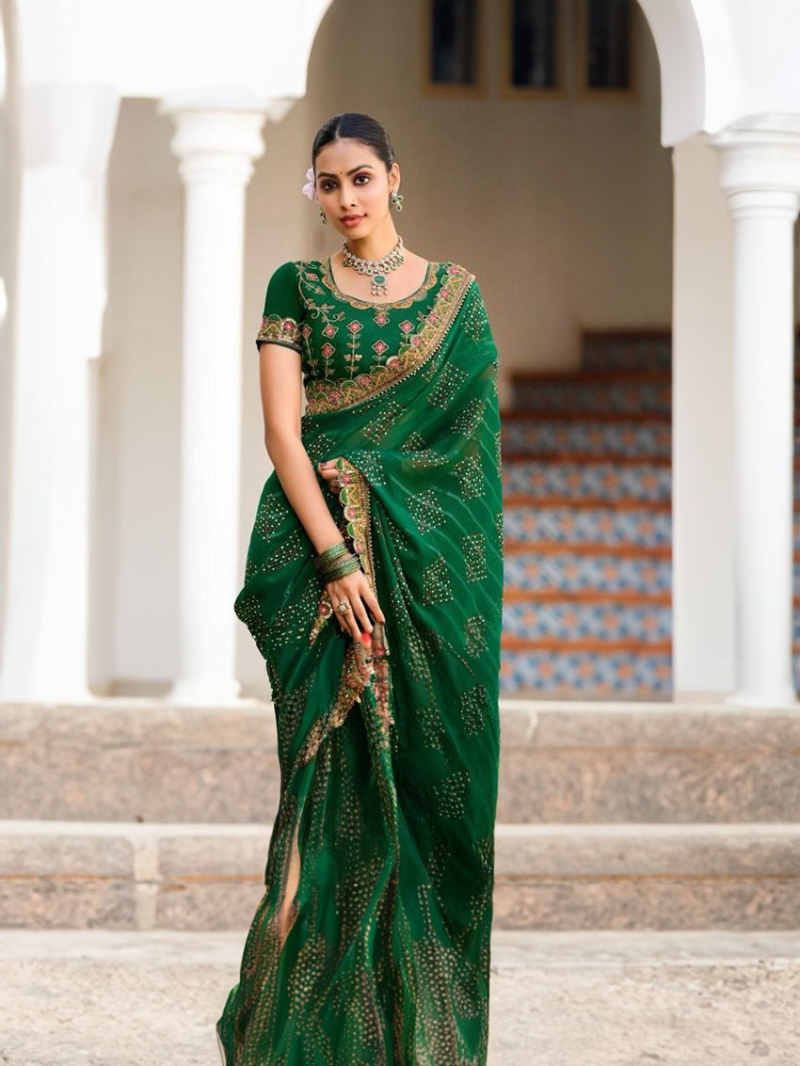 Beautiful Green Soft Viscose Georgette Saree