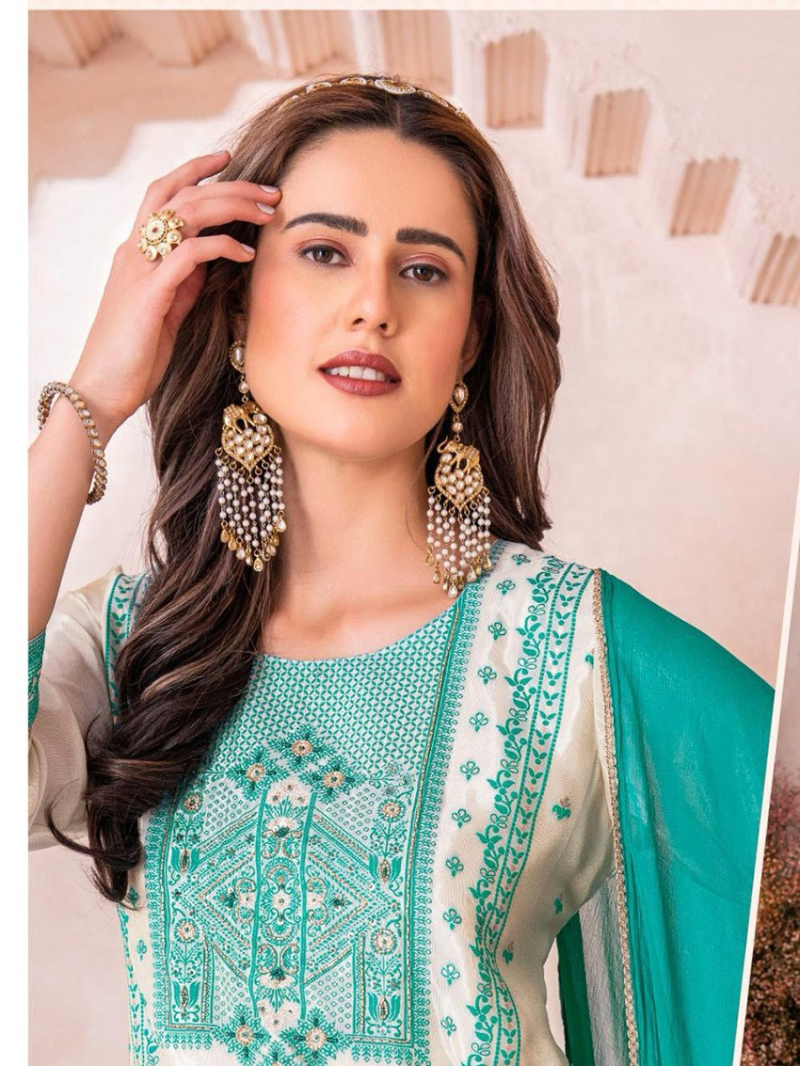 Elegant Heavy Teal Green Viscous Sharara Suit