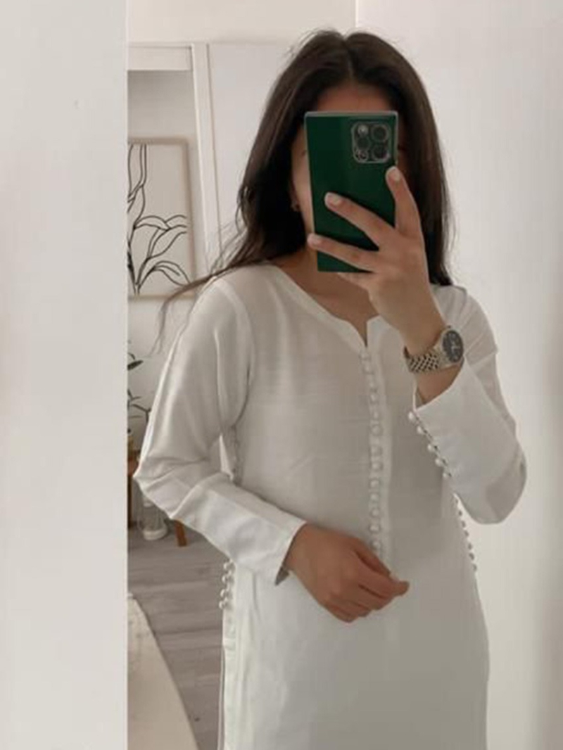 Festive Traditional White Georgette Straight Suit
