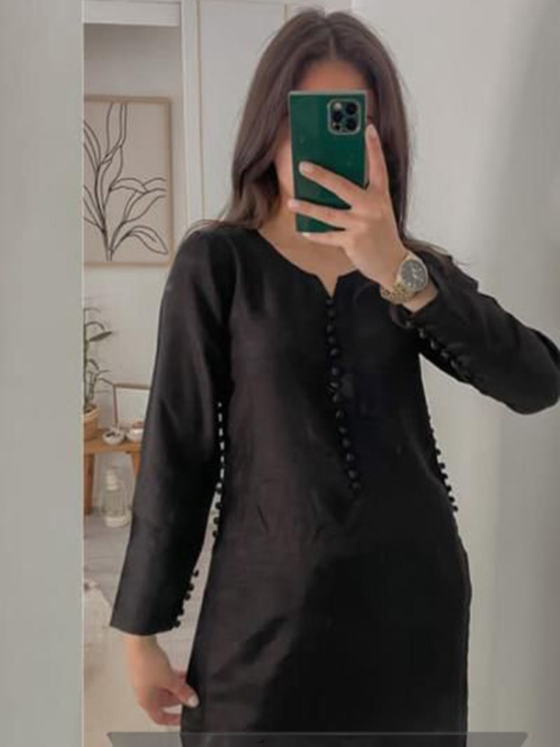 Traditional Festive Black Georgette Straight Suit