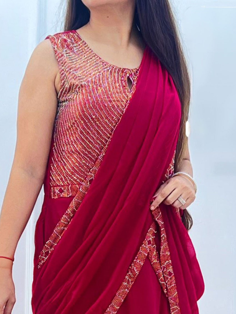 Elegant Festive Red Saree 