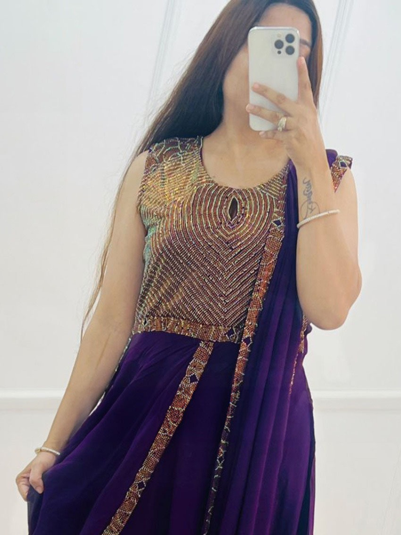 Elegant Festive Purple Saree 