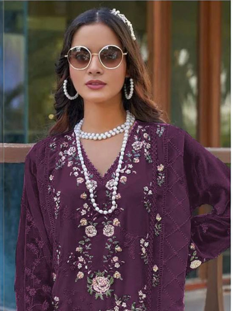 Elegant Festive Wine Georgette Straight Suit
