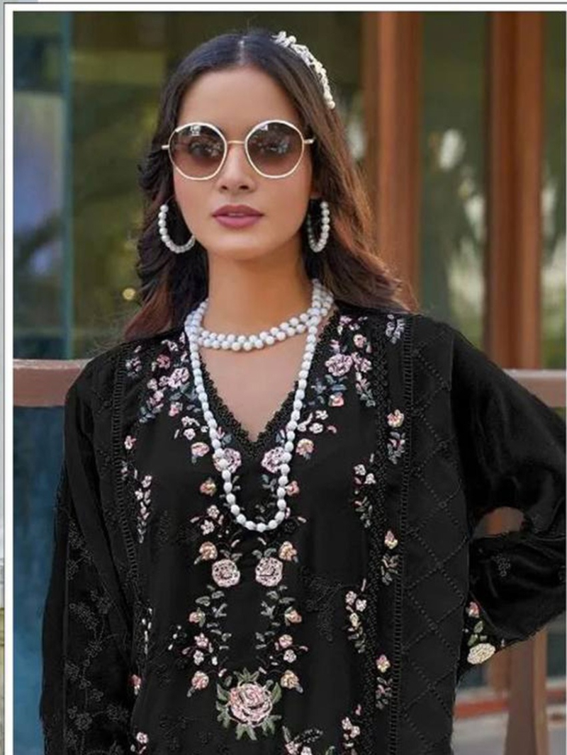 Traditional Elegant Black Georgette Sharara Suit 