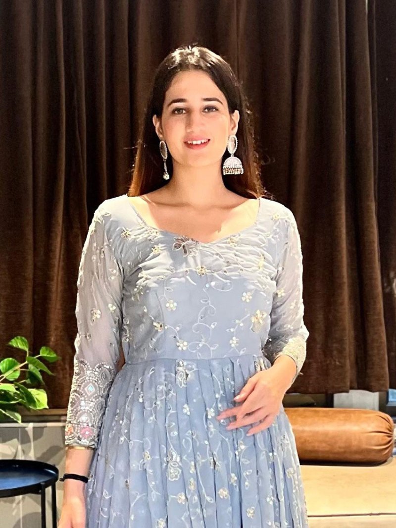 Elegant Traditional Pastel Blue Georgette Anarkali Suit