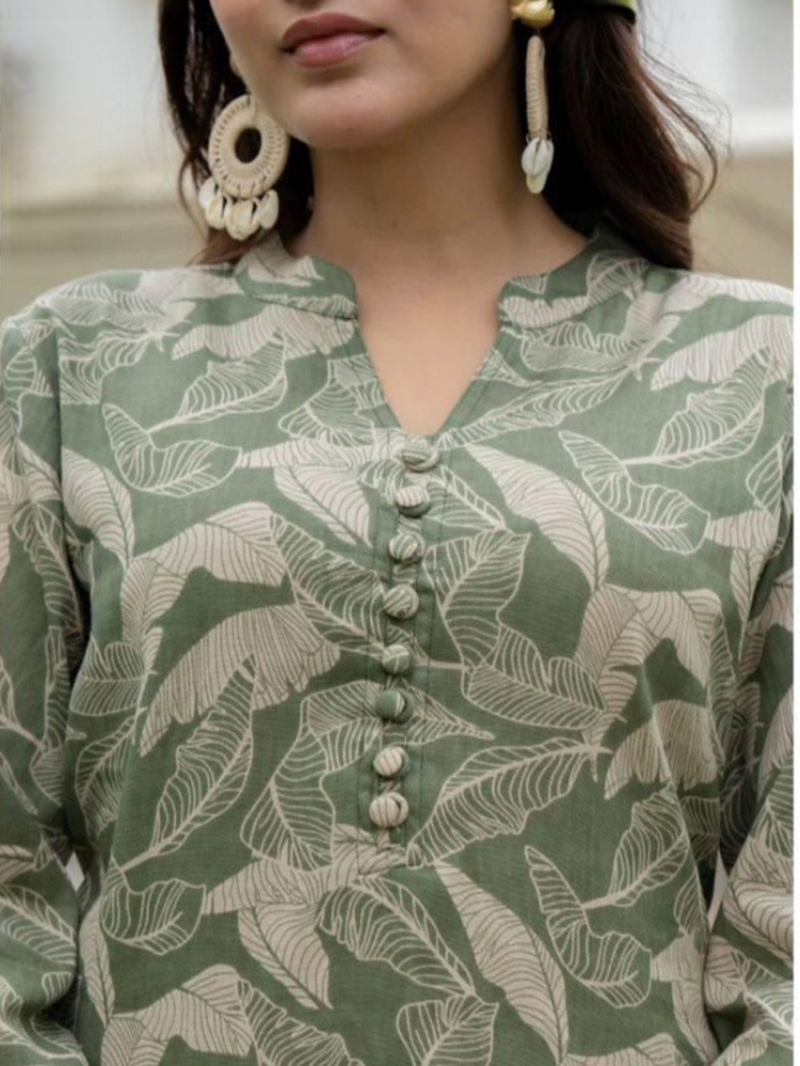 Festive Casual Twill Rayon Kurti Plazo Set