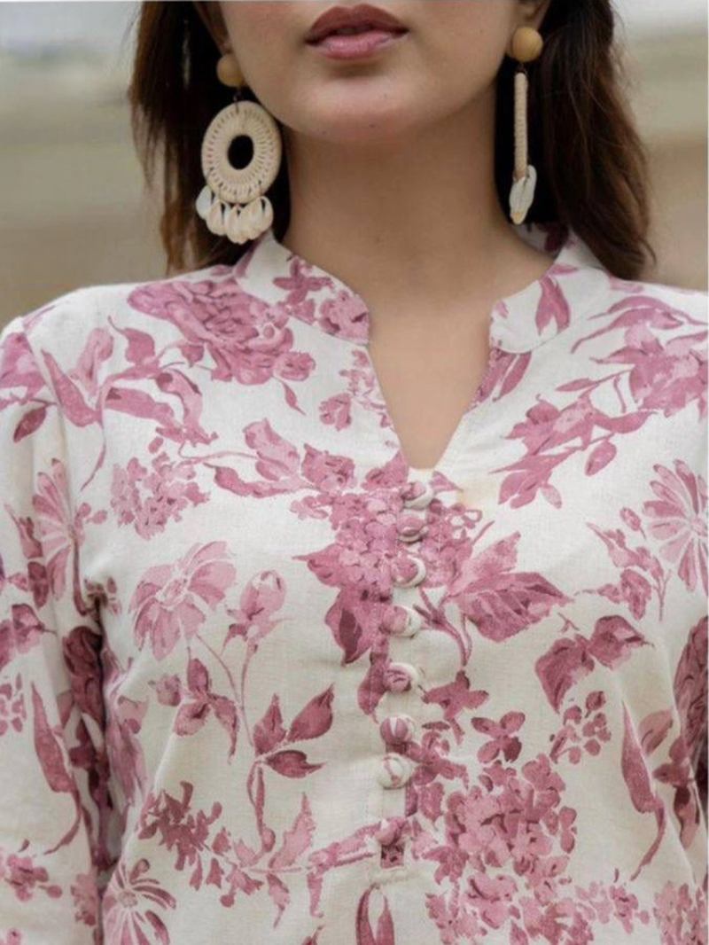 Elegant Casual Festive Twill Rayon Kurti Plazo Set