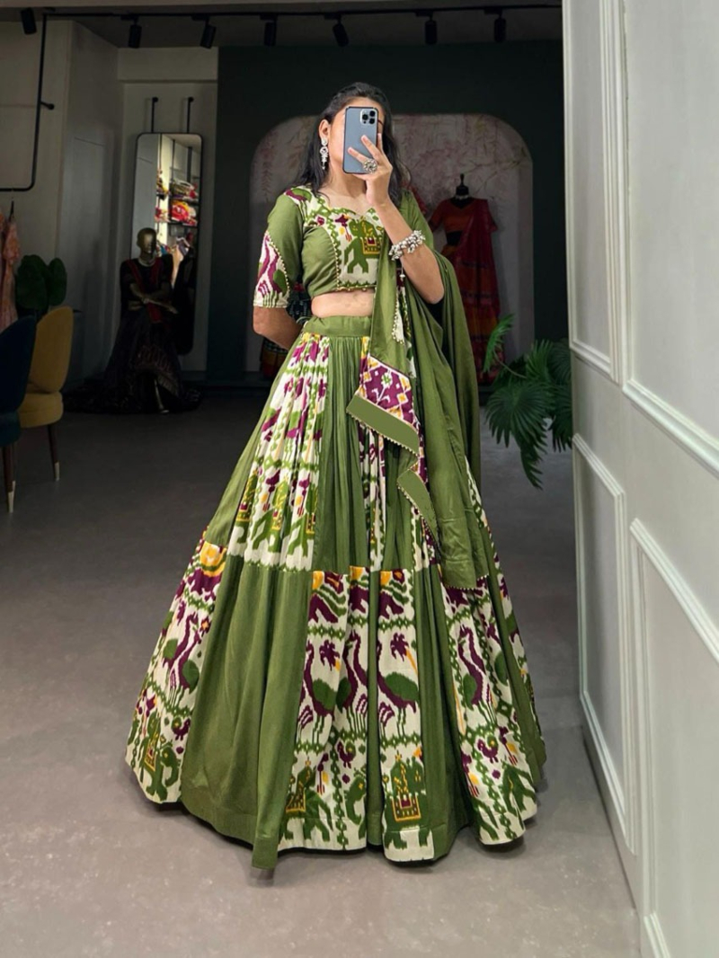Authentic Green Pure Dolla Silk Lehanga Suit