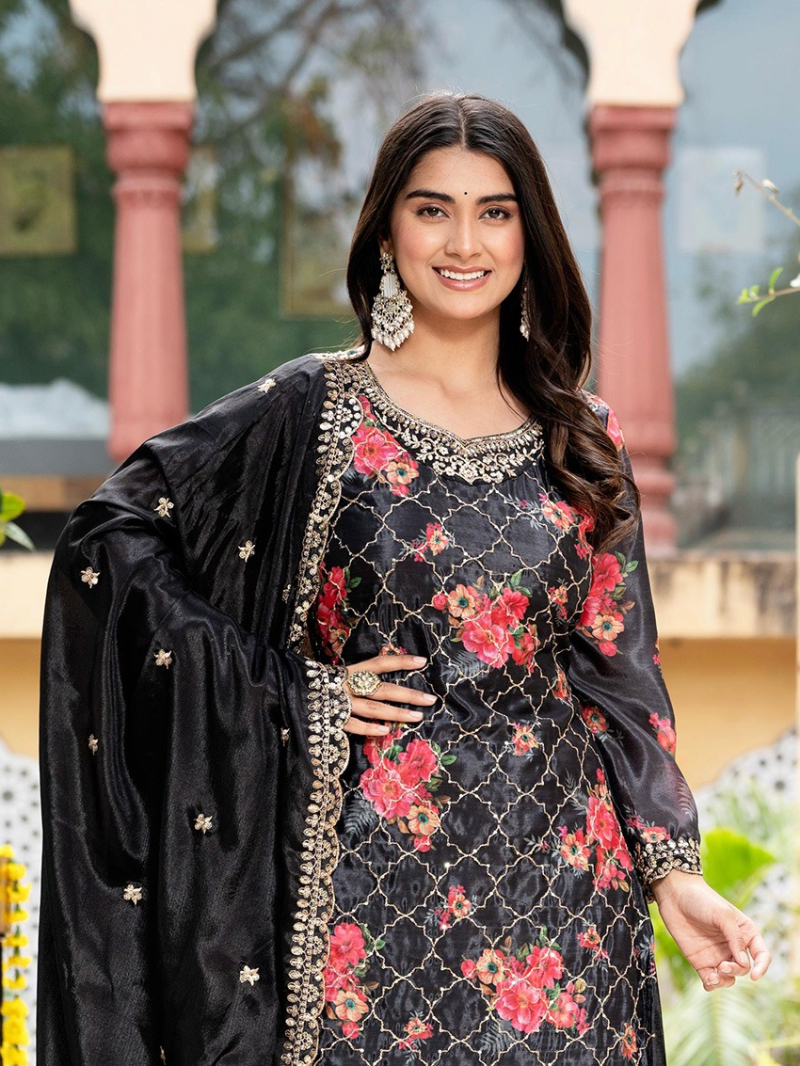 Ethnic Elegant Traditional Black Plazo Suit