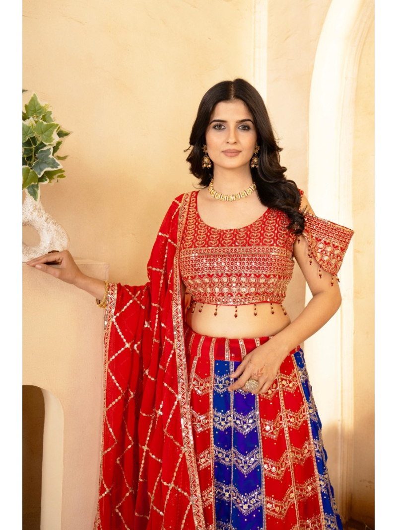  Royal Radiance Multitone Faux Georgette Lehanga Suit