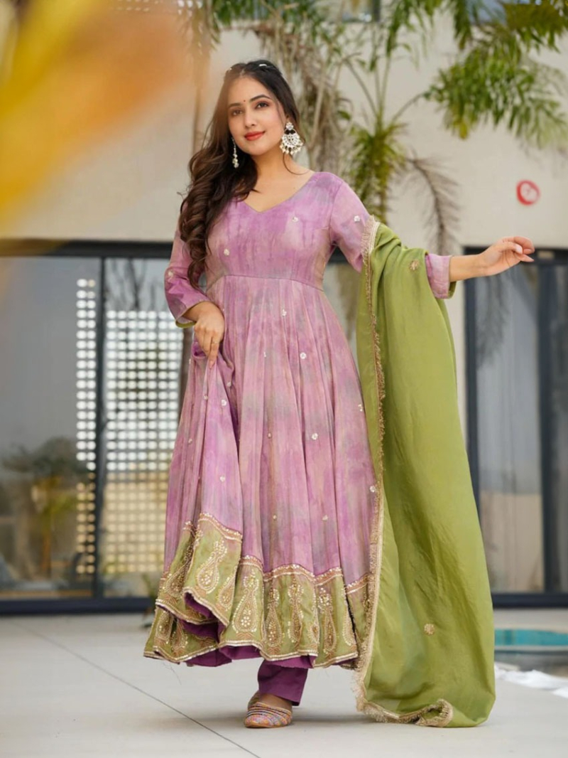 Ethnic Festive Onion Pink Anarkali Suit