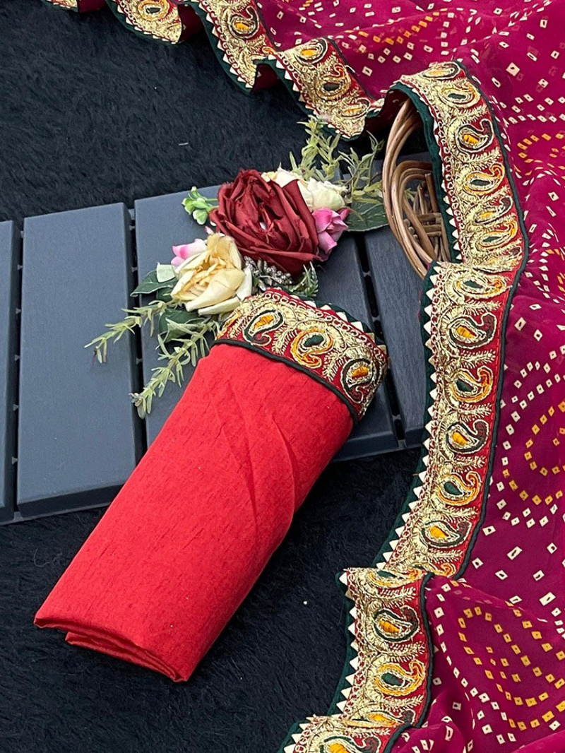 Traditional Rani Pink Bandhani Viscose Georgette Saree