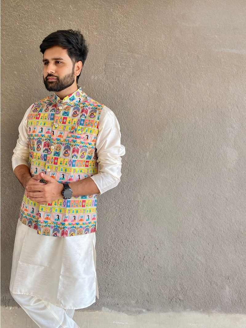 Elegant Traditional  Off White Banglore Silk Kurta Pajama Set