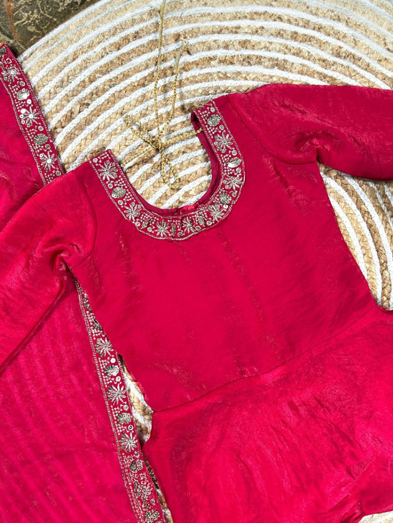Elegant Traditional  Rani Pink  Kids Suit