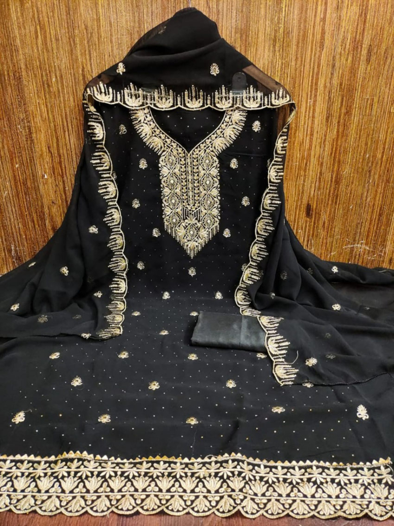 Ethnic Festive Black Georgette Straight Suit