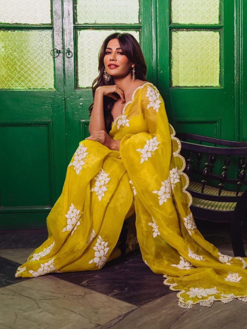 Authentic Traditional Yellow Soft Satin Organza Saree 
