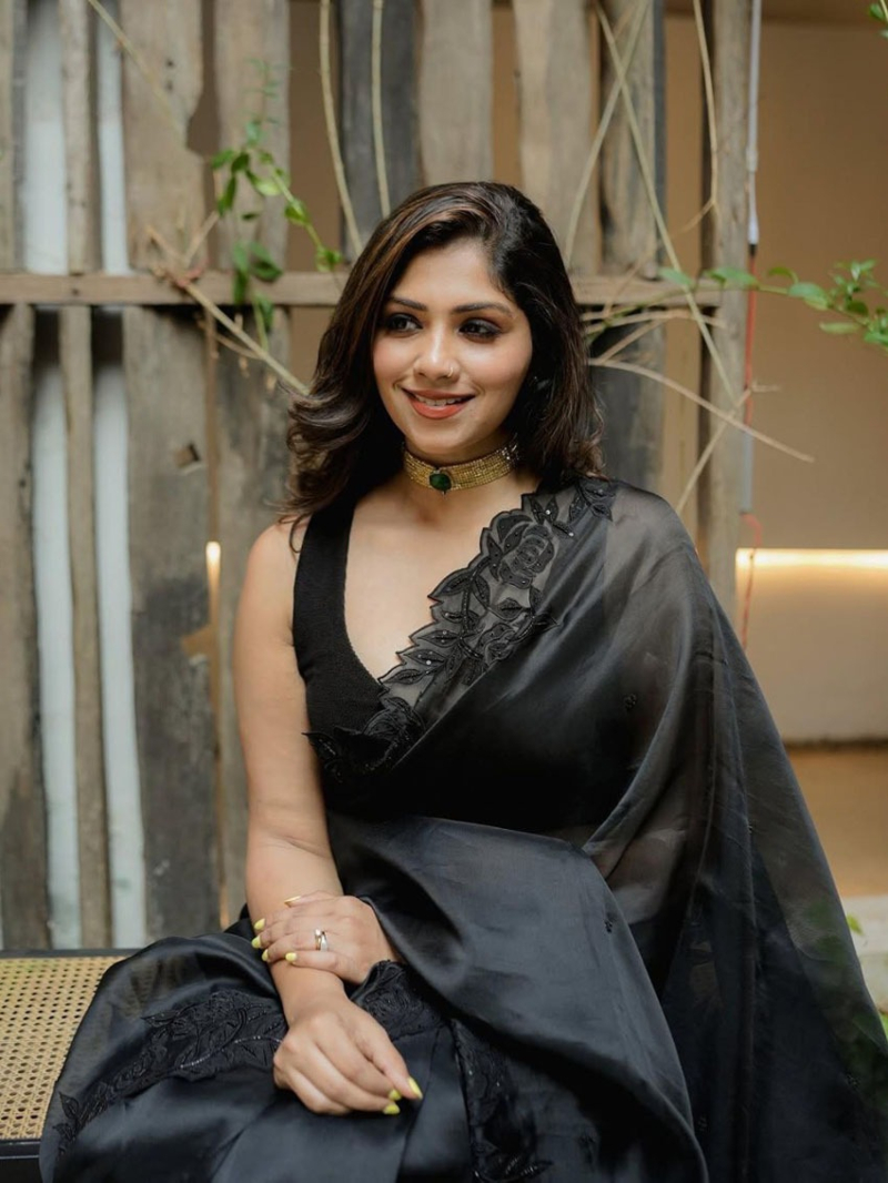 Authentic Festive Traditional  Black Soft Organza Silk Saree 
