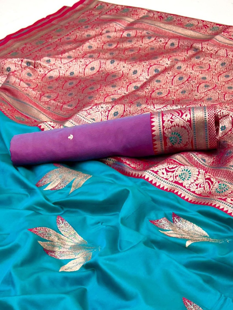 Authentic Festive Turquoise Blue Paithani Silk Saree