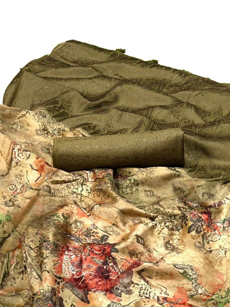 Ethnic Traditional Festive Olive Green Art Silk Saree 
