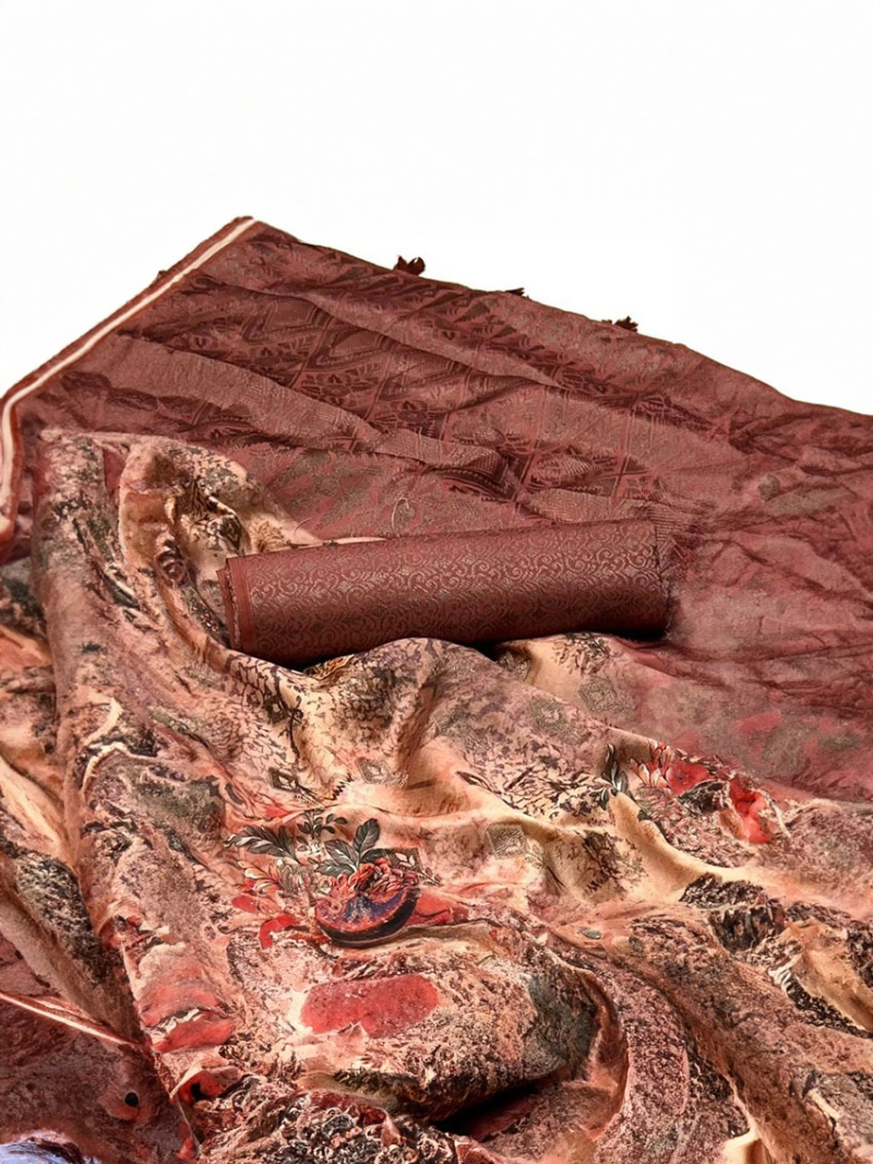 Ethnic Festive Traditional Warm Beige and Maroon Art Silk Saree