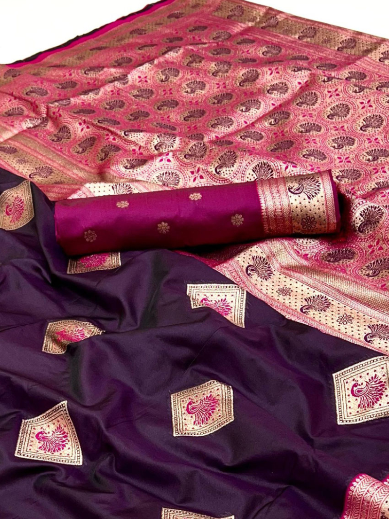 Elegant Festive Heavy Traditional Deep Purple Paithani Silk Saree