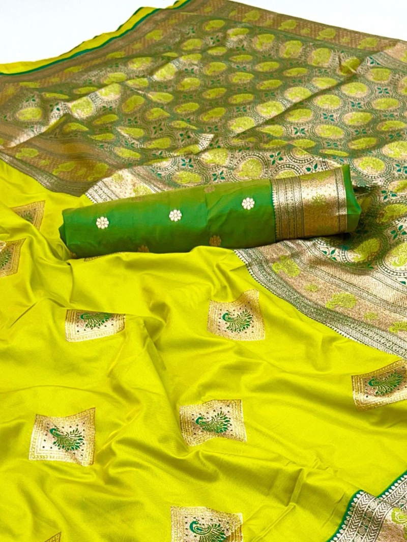 Authentic Traditional Festive Lime Green Paithani Silk Saree