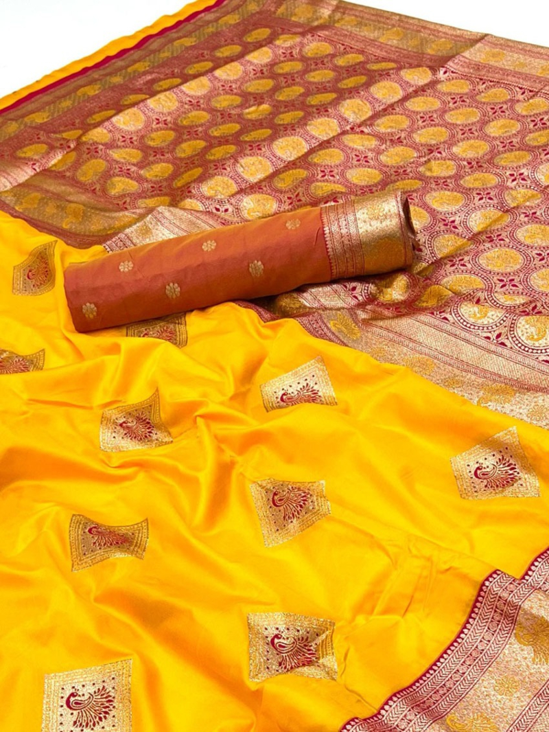 Traditional Ethnic Festive Yellow Paithani Silk Saree