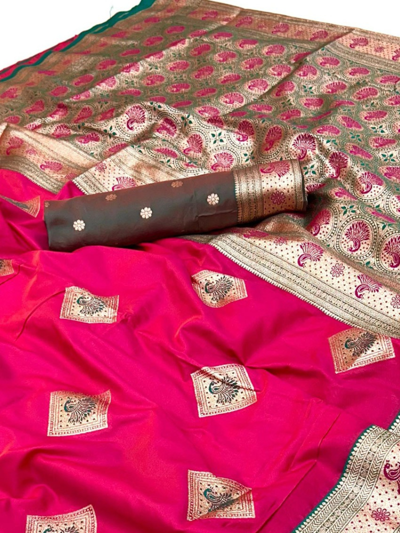 Authentic Elegant Festive Rani Pink Paithani SIlk Saree