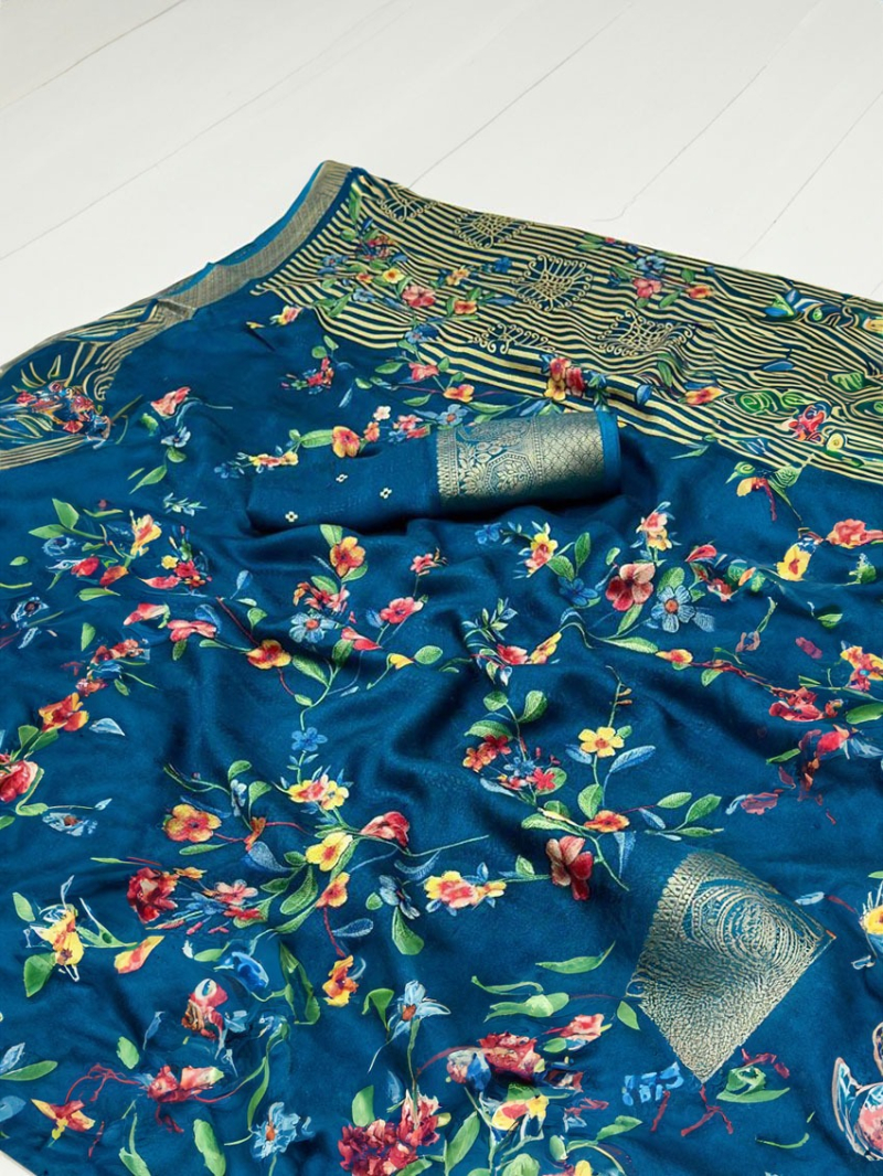Authentic Festive Royal Blue Soft Moss Mellow Saree