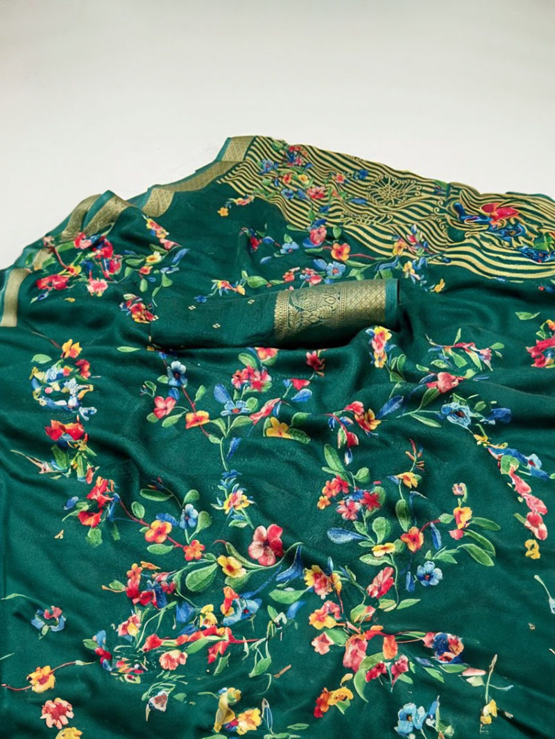Ethnic Traditional Festive Rich Emerald Green Soft Moss Mellow Saree