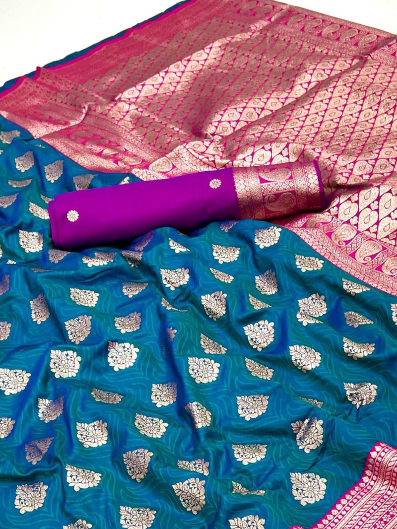 Authentic Ethnic Traditional Teal Blue Paithani Silk Saree