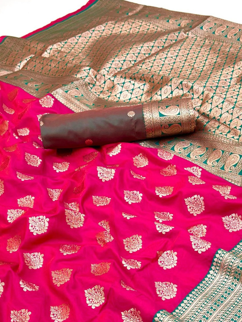 Elegant Authentic Festive Fuchsia Pink Paithani Silk Saree