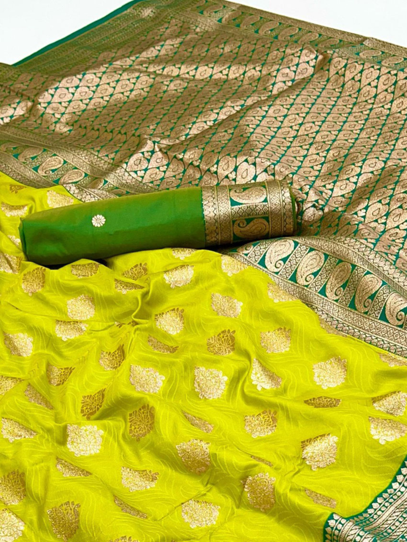 Authentic Festive Ethnic Lime Green Paithani Silk Saree