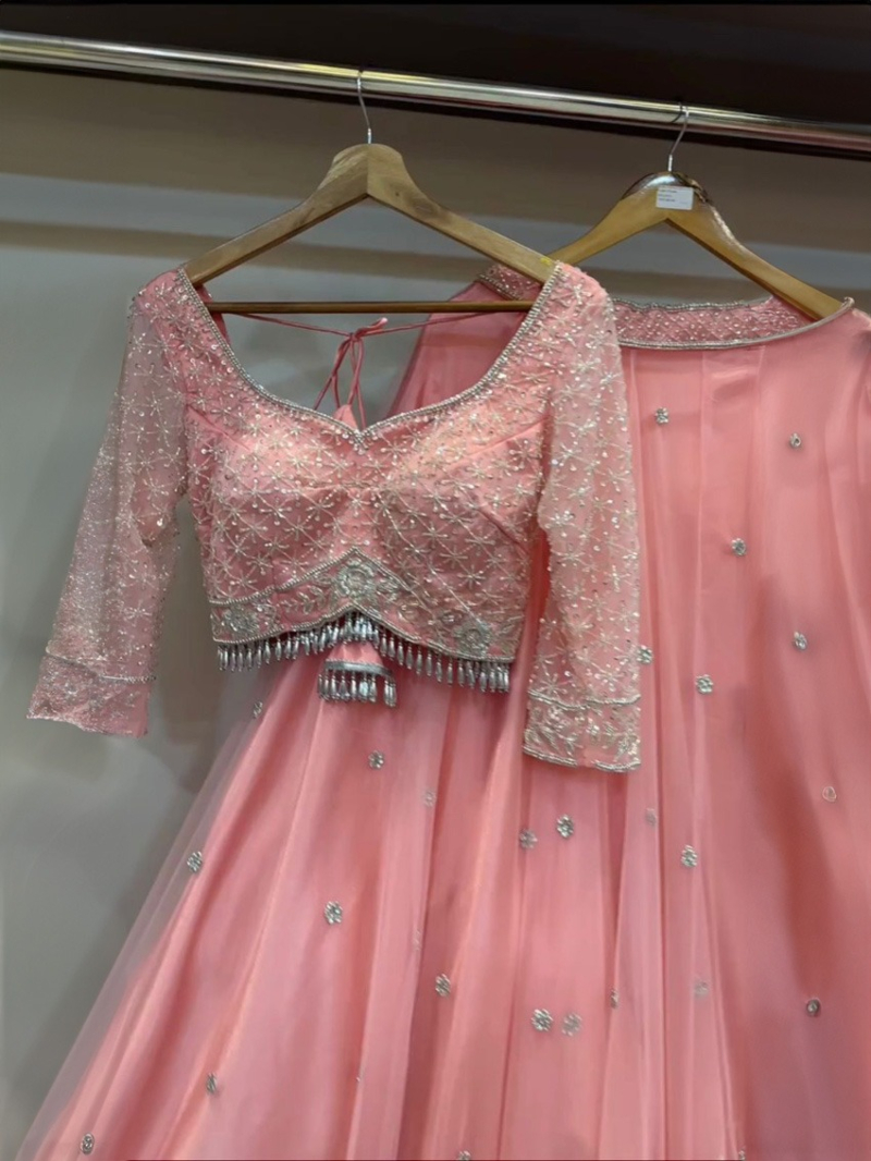 Elegant Baby Pink Fox Georgette Lehanga  Suit