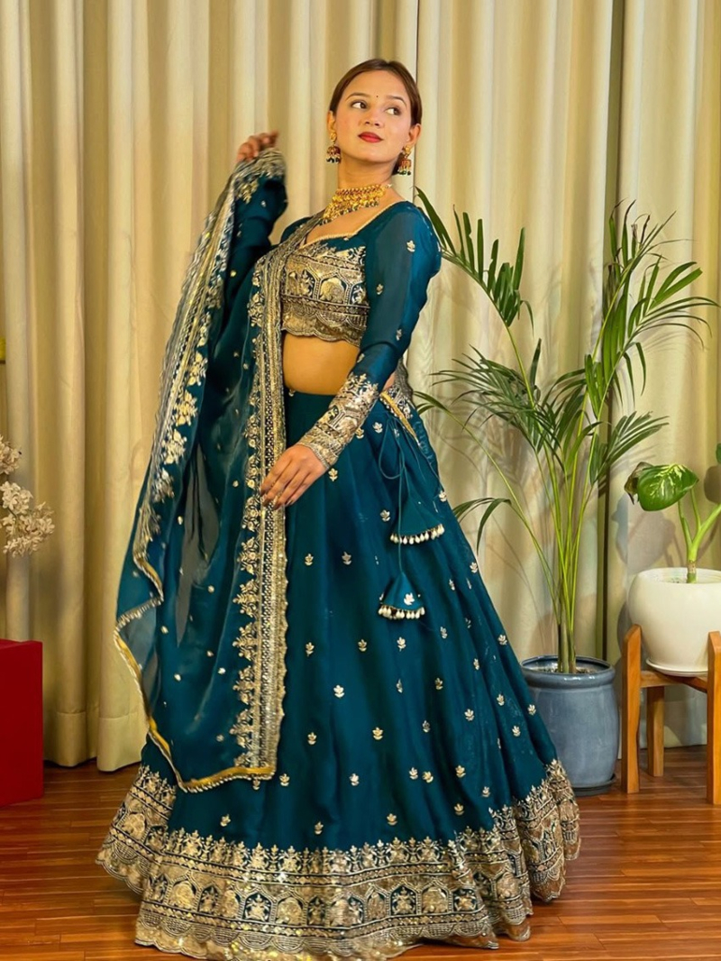 Deep Teal Jimmy Choo Lehanga Choli Suit