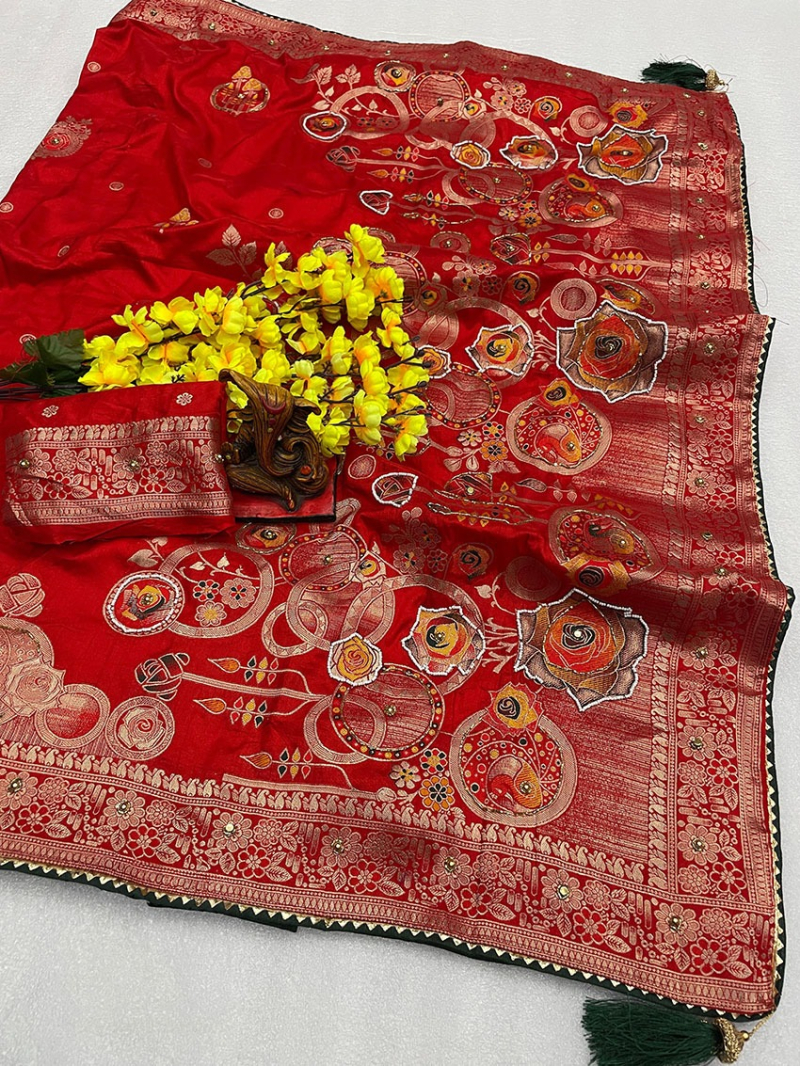 Pure Viscose Dola  Silk Fabric Saree