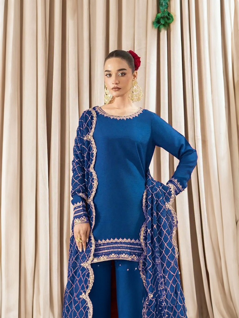 Ethnic Festive Elegant Royal Blue Georgette Sharara Suit