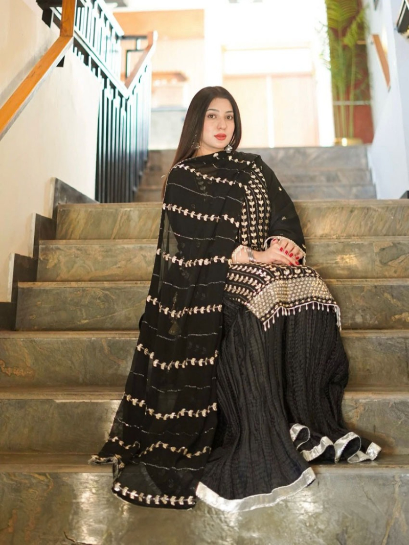 Elegant Ethnic Traditional Black Georgette Sharara Suit