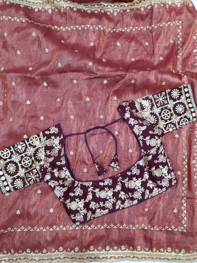 Premium Candy Crush Tissue Saree
