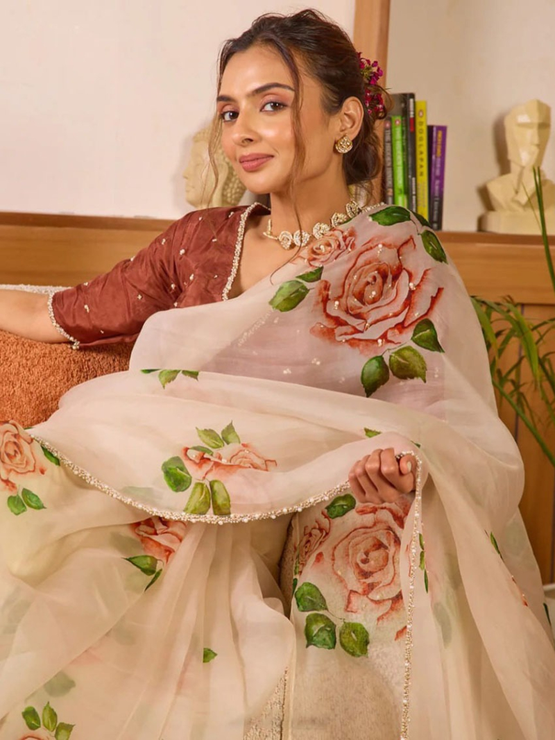 Elegant Soft Tabby Organza Silk Saree