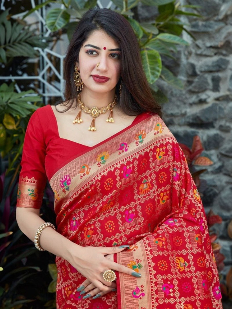 Soft Lichi Silk Saree with Multicolor Minakari Motifs
