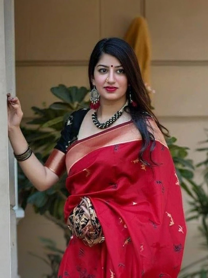 Majestic Red Soft Lichi Silk Saree