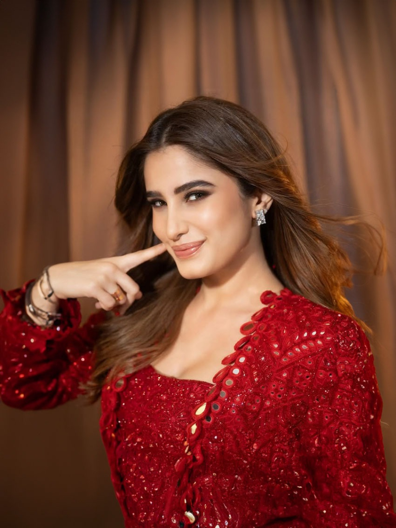 Authentic Elegant Red Georgette Sharara Suit